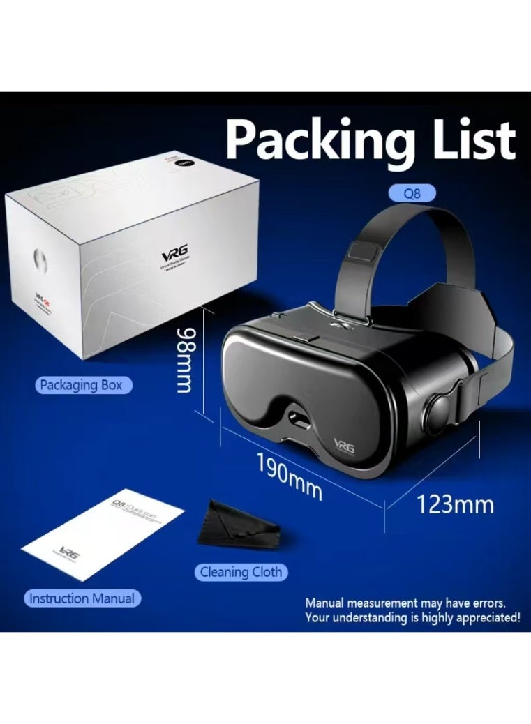 VRG VR Goggles VRG Q8 3D Virtual Reality VR Glasses, Blue Light Protection for Movies & Video Games Compatible with iOS & Android Smartphone within 5-7inch Screen Phone Eye Protected Soft & Comfortable Adjustable Distance Big Screen/ 3D Effect + Immersion /Full-Screen Vision, Full Screen, No Borders/ Immersive Games - Image 4